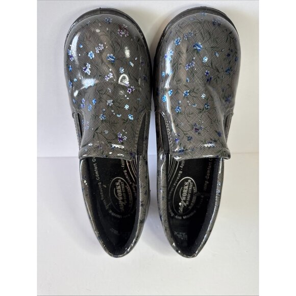 EASY WORKS Women’s Slip on Clogs Comfort Work Shoes Size 11 M Floral Gray Blue - Picture 3 of 15